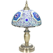 Homcom Tiffany-style table lamp with blue mosaic glass shade and bronze metal base