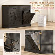 Diagram showing the black cabinet holds a bin up to 57 litres with a 30-degree tilt-out door and reliable hinges