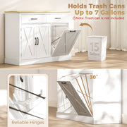 Diagram showing the cabinet holds a bin up to 57 litres with a 30-degree tilt-out door and reliable hinges