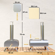 Portable Wood Fired Pizza Oven 12 Inch with Stone and Peel Stainless Steel by Outsunny