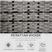 Grey Rattan Garden Armchair with Thick Cushion All Weather Single Seater for Patio Use