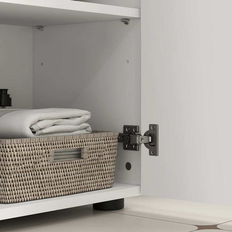 White Under Sink Bathroom Cabinet with Adjustable Shelf and Storage Space