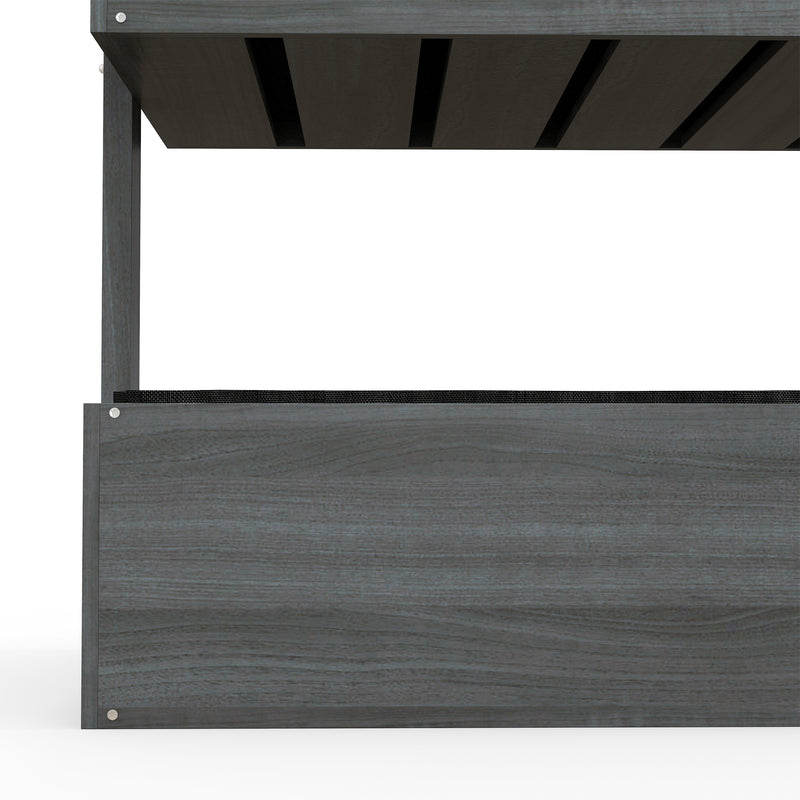 Four Tier Grey Wooden Plant Stand with Baskets for Garden and Patio by Outsunny