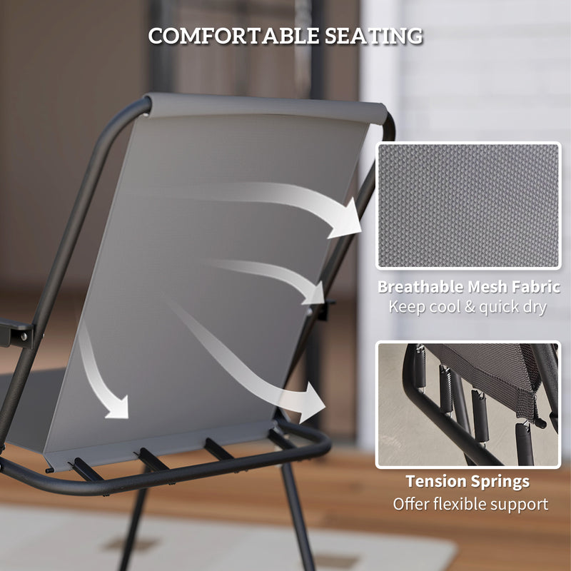 4 Seater Patio Dining Set With Parasol and Folding Chairs Grey by Outsunny