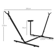 Black Steel Hammock Stand With Side Tray For Rope And Brazilian Style Hammocks