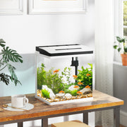 13L Glass Fish Tank with Filter and LED Light Ideal for Betta and Shrimp Black
