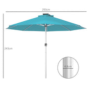 Blue 3m Garden Parasol With Solar LED Lights Ideal For Outdoor Shade And Evening Use