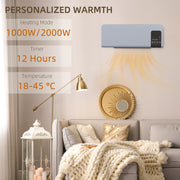Wall Mounted Electric Heater - Grey