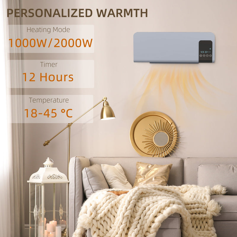 Wall Mounted Electric Heater - Grey