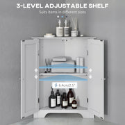 Corner Bathroom Storage Cabinet with Adjustable Shelf and Recessed Door Free Standing White
