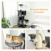 Large 180cm Cat Tree Tower with Hammock and Scratching Posts for Indoor Play Dark Grey AOSOM