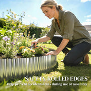 Metal Lawn Edging for Neat Garden Borders Flexible Rustproof Steel Silver Tone AOSOM