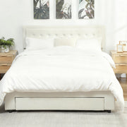 King Size Ottoman Storage Bed Cream White - lifestyle