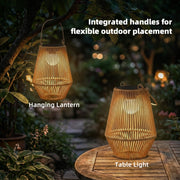 Outdoor Rattan Solar Lanterns Set of 2 for Easy Warm Garden Lighting Brown Outsunny