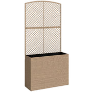 Raised Rattan Planter with Trellis for Upright Gardening and Climbing Plants Light Grey Outsunny