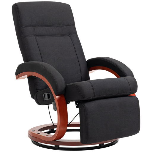 Manual Reclining Swivel Chair With Footrest for Home or Office Comfort Black