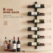 Wall Mounted Wine Rack for 6 Bottles Space Saving Steel Storage Black AOSOM