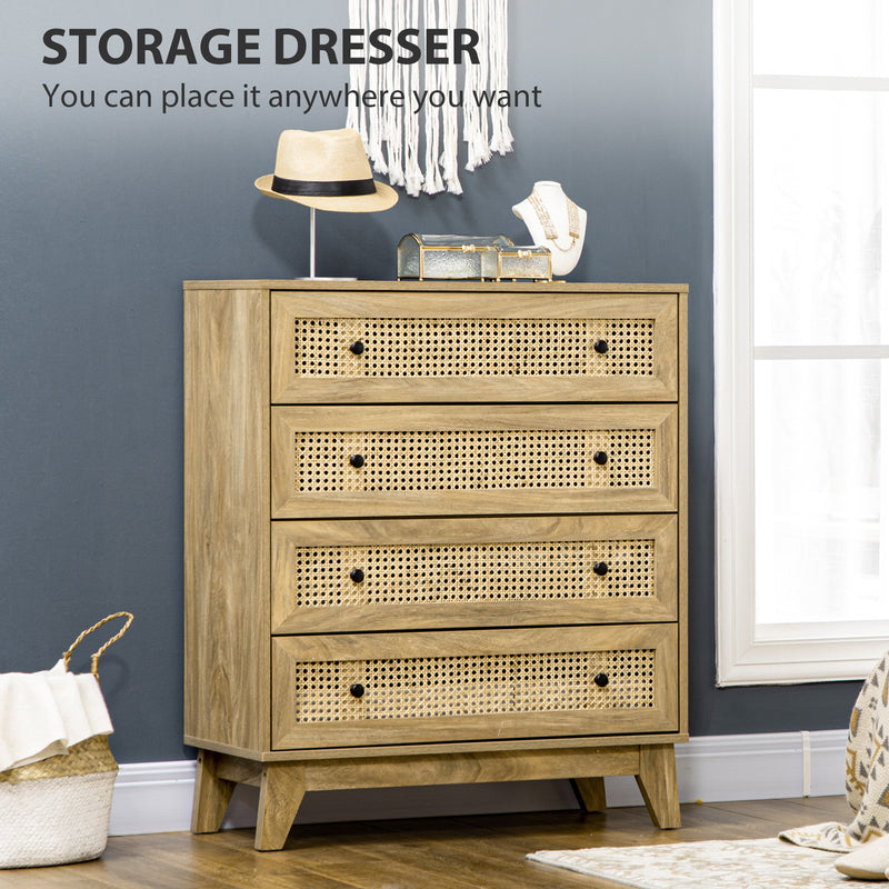 Bedroom Furniture Set with 4 Drawer Chest and Bedside Table for Organised Spaces Natural