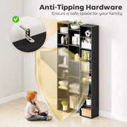 21 Compartment Storage Bookshelf With Open Display Shelves For Home Office, Black