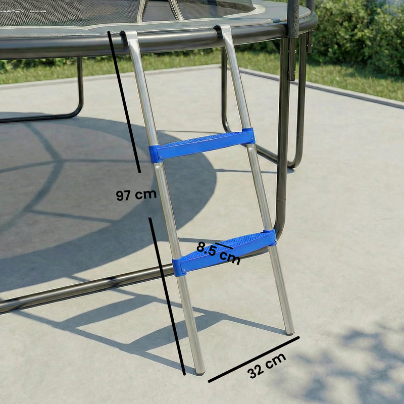 Trampoline Ladder with Wide Non Slip Steps for Safe Garden Access Blue AOSOM