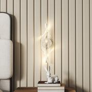 Set of 2 Silver Spiral LED Wall Lights with Adjustable Colour for Bedroom or Hallway