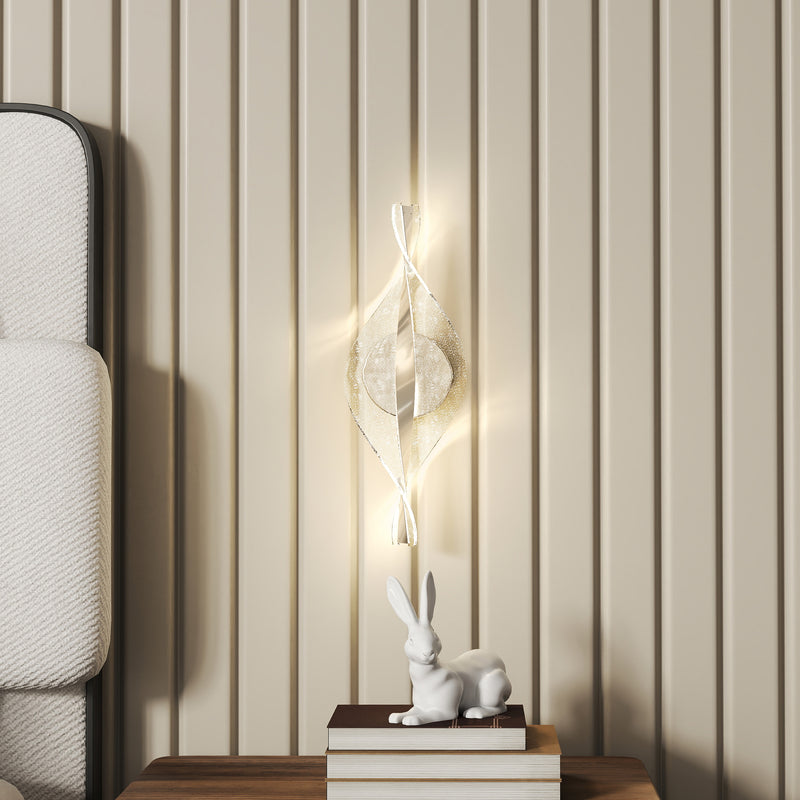 Set of 2 Silver Spiral LED Wall Lights with Adjustable Colour for Bedroom or Hallway