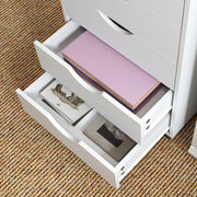 White 5 Drawer Mobile Filing Cabinet with Wheels for Office Storage by Outsunny AOSOM