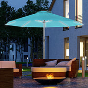 Blue 3m Garden Parasol With Solar LED Lights Ideal For Outdoor Shade And Evening Use