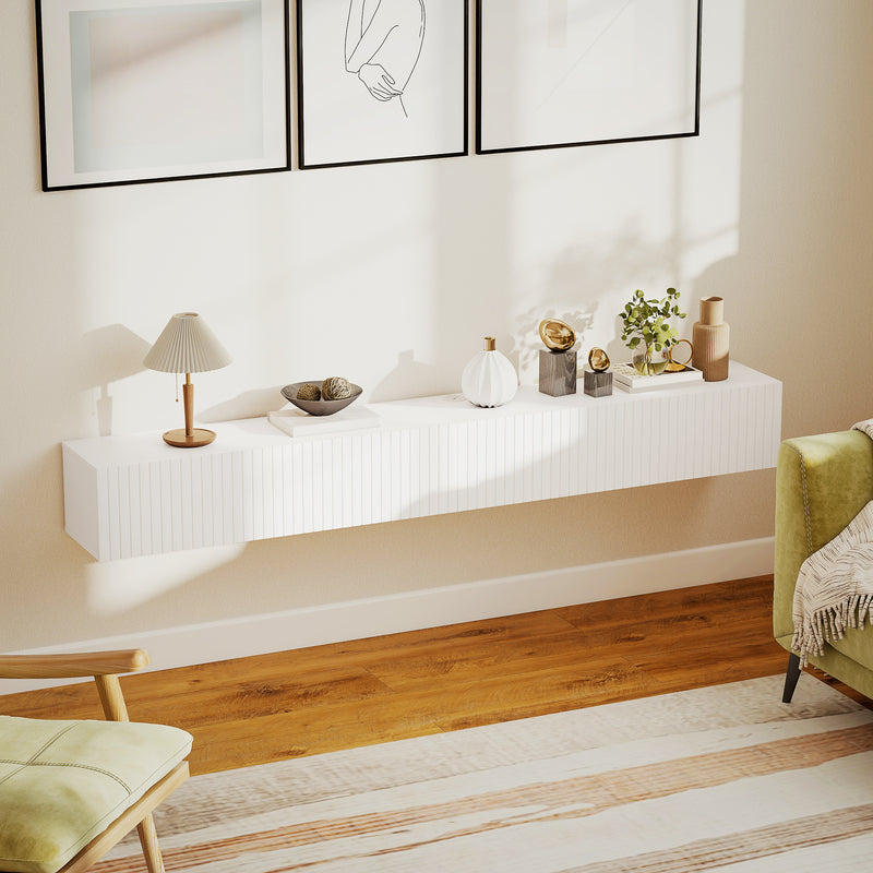 Floating TV Stand with Hidden Storage for Clutter-Free Lounge and Extra Floor Space