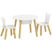 Toddler table and chair set with storage in white by Aiyaplay