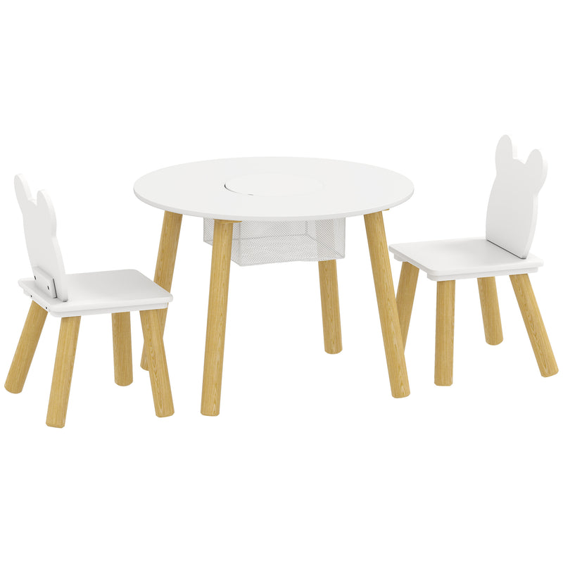 Toddler table and chair set with storage in white by Aiyaplay