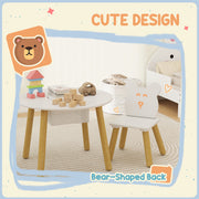 Toddler chair with bear-shaped backrest close-up
