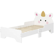 Unicorn Toddler Bed for Kids Aged 3 to 6 with Low Frame for Safety, White