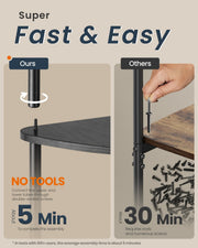 Close-up of toolless slot-together shelf joint