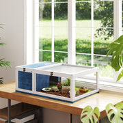 Blue tortoise house styled in a room or garden setting