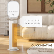 Tower heater touch control panel showing timer and temperature settings
