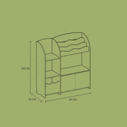 Labelled dimensions diagram: 93 cm wide x 30 cm deep x 100 cm tall bookcase