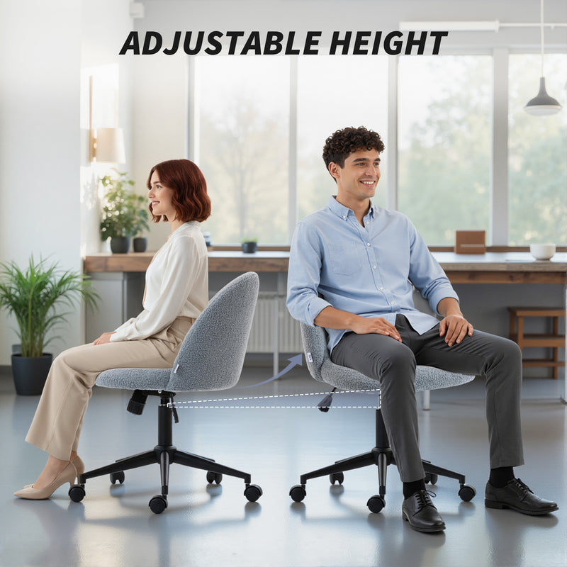 Teddy Fleece Swivel Office Chair with Wheels and Adjustable Height for Home Grey AOSOM
