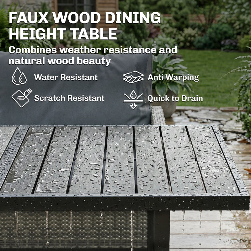 9-Seater Rattan Garden Corner Sofa Set with Cushions and Dining Table — Dark Grey or Light Grey