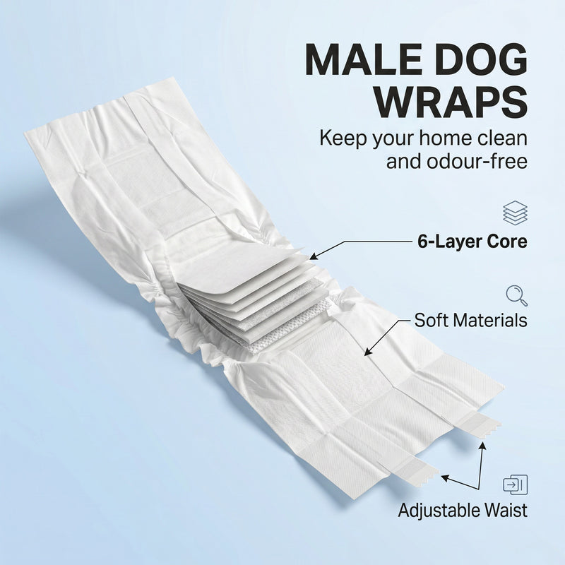 Disposable Dog Nappies for Small Male Dogs XS 48 Pack Leak Protection White Pawhut