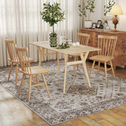 Large Washable Vintage Area Rug Non Slip Flannel Carpet for Living Room or Bedroom Beige