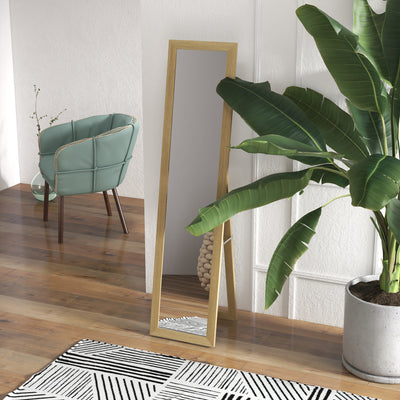 Rustic Full Length Mirror Freestanding or Wall Mounted for Bedroom or Hallway, Natural