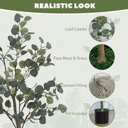 5ft Artificial Silk Eucalyptus Tree with 230 Silver Dollar Leaves in Pot for Home and Office by HOMCOM