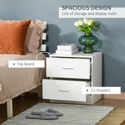 Modern 2 Drawer Bedside Table with Storage for Bedroom or Living Room Organisation