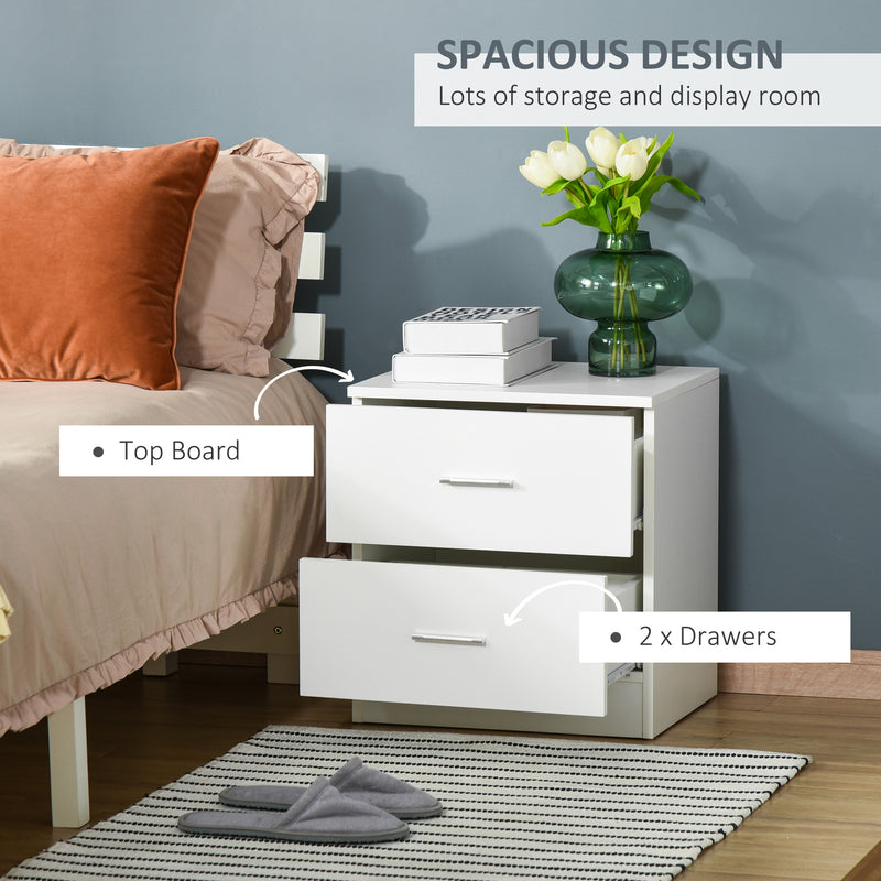 Modern 2 Drawer Bedside Table with Storage for Bedroom or Living Room Organisation