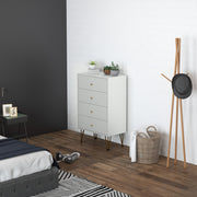 White Tall Chest of Drawers with Gold Legs for Bedroom Organisation