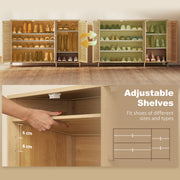 Shoe Storage Cabinet for Hallway with Adjustable Shelves and Louvered Doors Natural Wood Homcom