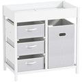 Baby Changing Unit with 4 Drawers and Padded Mat for Nursery or Bedroom, White
