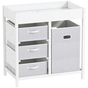 Baby Changing Unit with 4 Drawers and Padded Mat for Nursery or Bedroom, White
