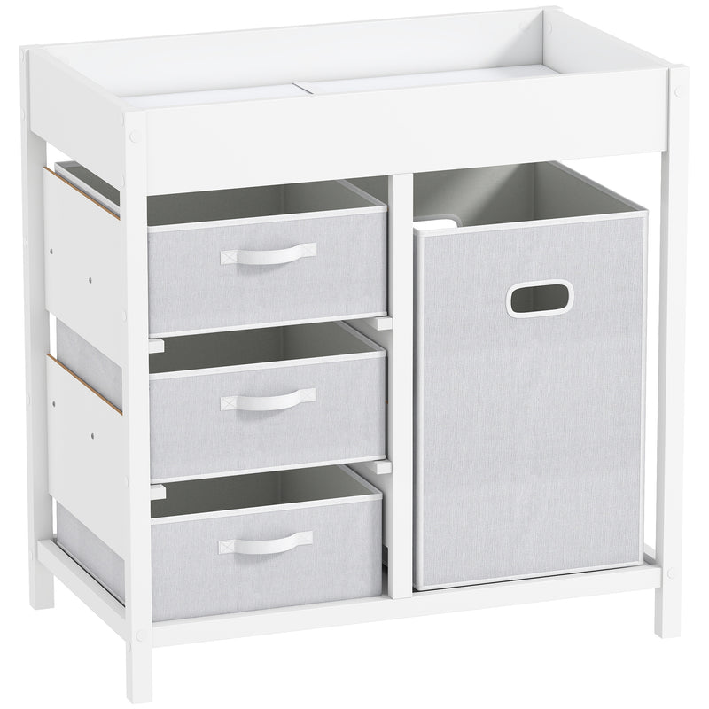 Baby Changing Unit with 4 Drawers and Padded Mat for Nursery or Bedroom, White